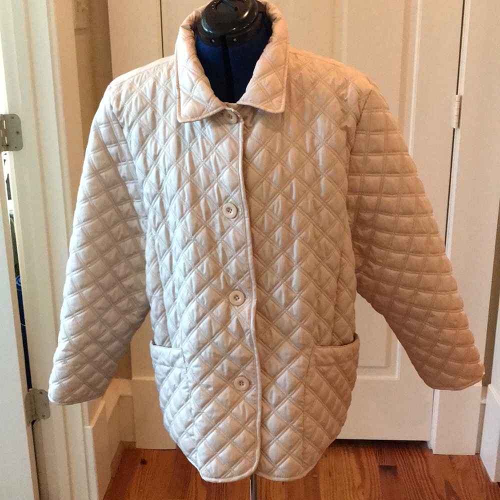 Quilted, button-front jacket